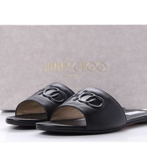 Jimmy Choo TIARET FLAT SANDALS,CALF.,BLACK,38